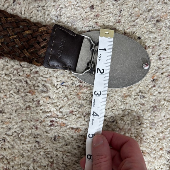 Chicos Brown Woven Leather Belt Womens Oval Beaded Buckle Boho Coastal Cowgirl - Picture 7 of 8